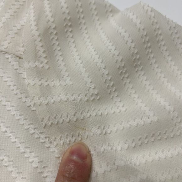 Eclair S Women’s Blouse Balloon Sleeve Cream Lace Hem Career*1 Fabric Spot Geo - Picture 8 of 11